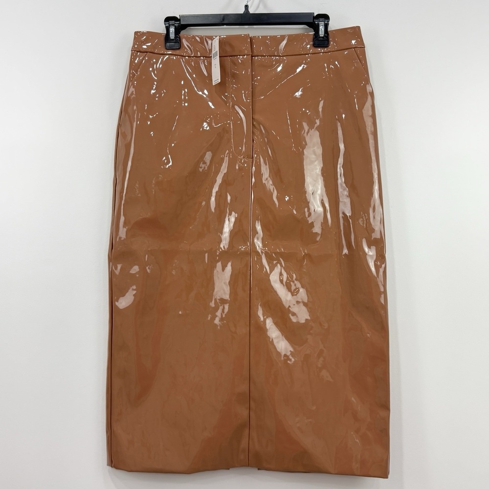 Sunday In Brooklyn Faux Leather Skirt L Brown NWT Capsule Old Money Chic Career